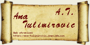 Ana Tulimirović vizit kartica